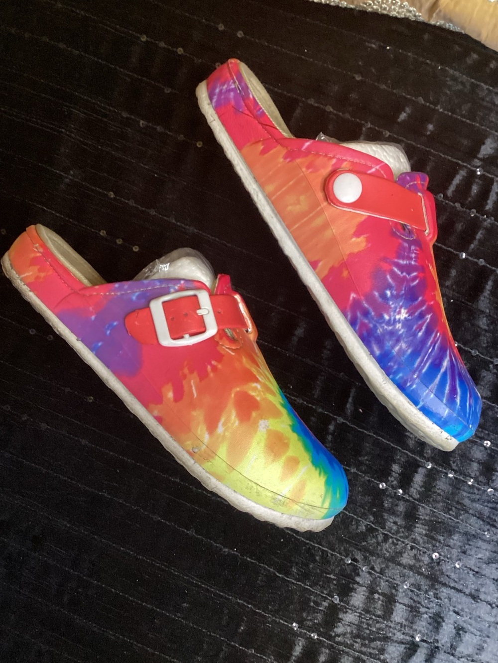 MIA Tie-Dye Slip-On Clogs in Rainbow Colors 8M